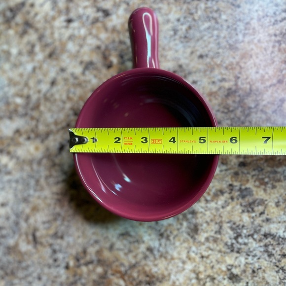 Rae Dunn “Soup” bowl w handle. Burgundy, white lettering, Microwave & Oven safe - Picture 8 of 10